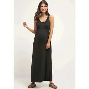 Gap Maternity Black Scoop Neck Jersey Stretch Maxi Dress XS